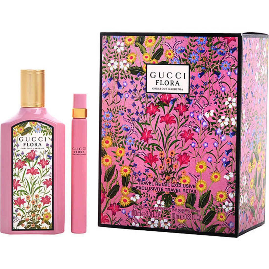 Gucci  Flora Gorgeous Gardenia Eau De Parfum Spray 3.3 oz & Eau De Parfum Spray 0.33 oz Mini Gift Set