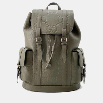 Green Leather Jumbo GG Embossed Backpack