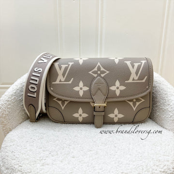 LV Diane PM in Tourterelle (Grey) / Creme Giant Monogram Empreinte Leather and GHW