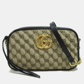Beige/Black Diagonal Quilted GG Canvas Small GG Marmont Shoulder Bag