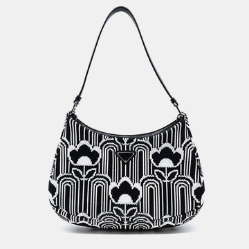 Black/White Jacquard Knit Cleo Bag