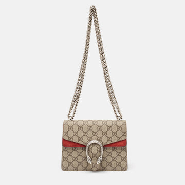 Red/Beige GG Supreme Canvas and Suede Mini Dionysus Shoulder Bag