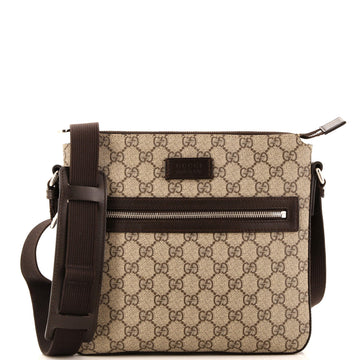 GUCCI Front Zip Messenger GG Coated Canvas Medium