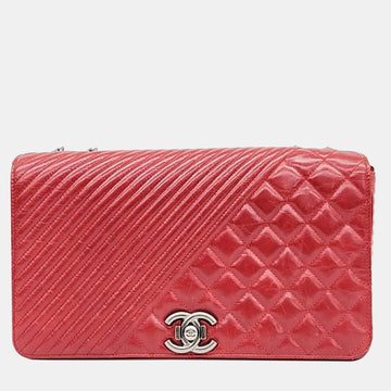 Red Leather Chain Shoulder Bag