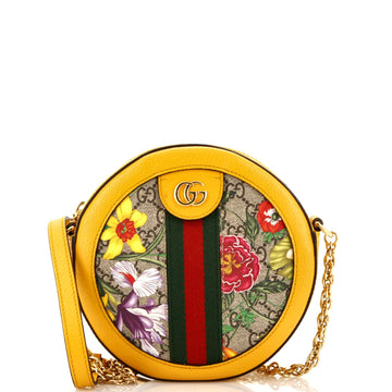 Ophidia Round Shoulder Bag Flora VS Coated Canvas Mini