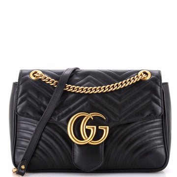GUCCI GG Marmont Flap Bag Matelasse Leather Medium