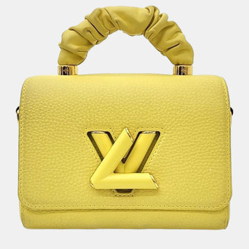 Yellow Leather Twist PM Top Handle Bag