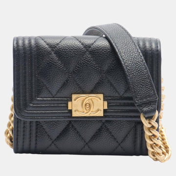 Black Caviar Skin Boy Shoulder Bag