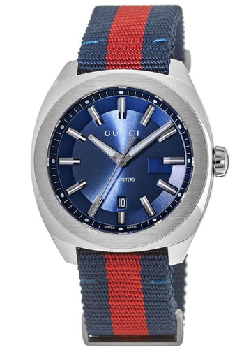 Gucci VS2570 Blue Dial Blue/Red Nylon Strap Men's Watch YA142304
