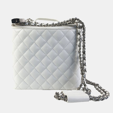 White Lambskin Quilted Vanity Case