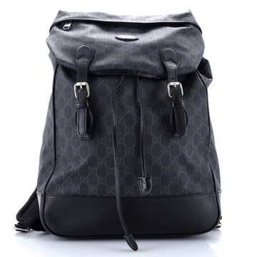 Interlocking G Patch Drawstring Flap Backpack VS Coated Canvas Medium