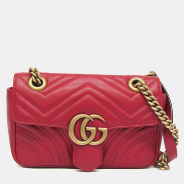 Red Matelasse Leather Small GG Marmont Shoulder Bag