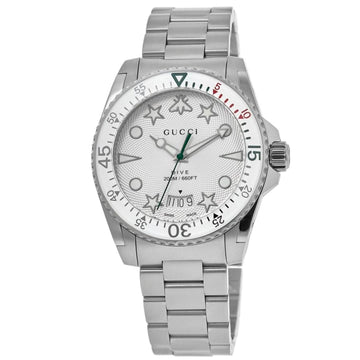 Gucci Dive 40mm Silver & White Steel Men's Watch