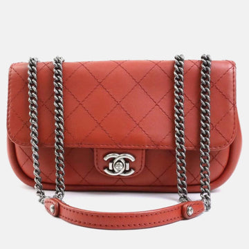 Red Quilted Leather Single Flap Bag