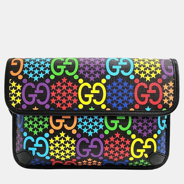 Black Leather Psychedelic Belt Bag
