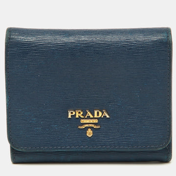 Blue Vittello Move Leather Trifold Wallet