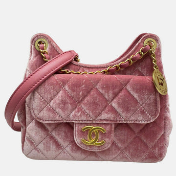 Pink Velvet Small Hobo Bag
