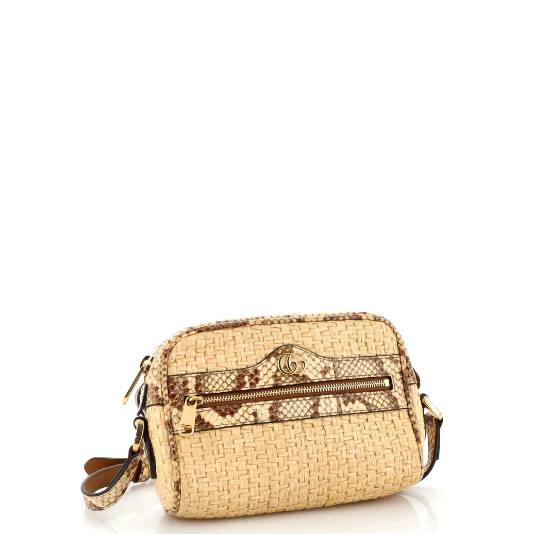 Ophidia Shoulder Bag Raffia with Snakeskin Mini