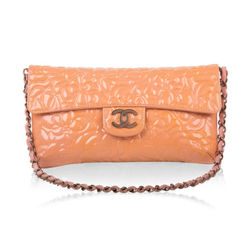 Chanel Peach Patent Camellia Bag