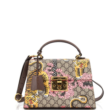 Padlock Top Handle Bag Bengal Print VS Coated Canvas Small