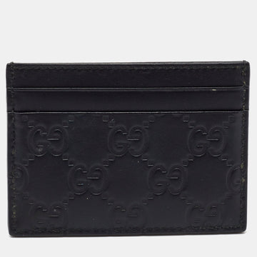 Black Guccissima Leather Card Holder