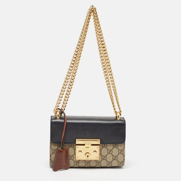 Gucci  VS Supreme Canvas And Leather Small Padlock Shoulder Bag