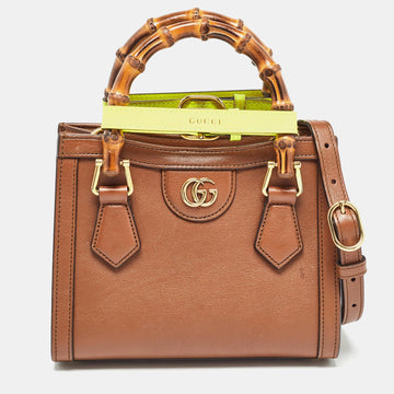 Brown Leather Mini Diana Tote
