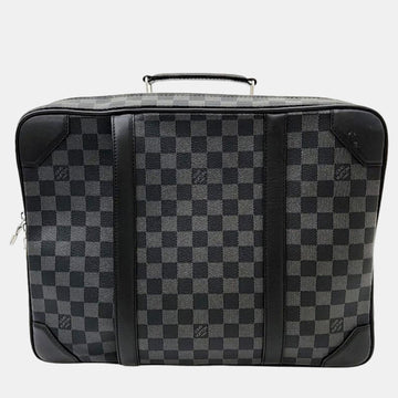 Black Damier Graphite Canvas & Calfskin Leather Briefcase Backpack