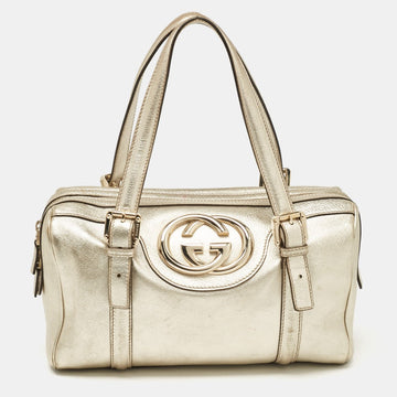 Gold Leather Britt Boston Bag