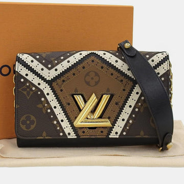 Black Veau Satin Monogram MM Twist Shoulder Bag