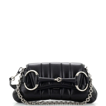 GUCCI Horsebit Chain Shoulder Bag Vertical Quilted Leather Small