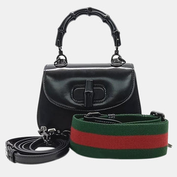 Black Leather Mini Bamboo 1947 Handle Bag