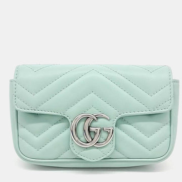Mint Leather Super Mini GG Marmont Shoulder Bag