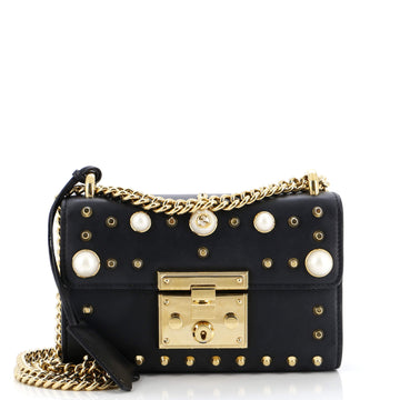 GUCCI Pearly Padlock Shoulder Bag Studded Leather Small