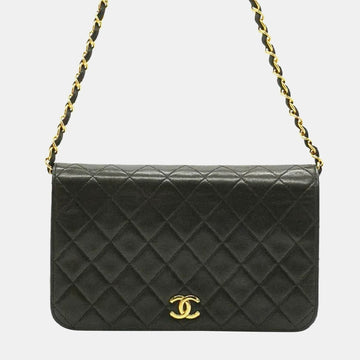 Black Leather Full Flap Shoulder Bag