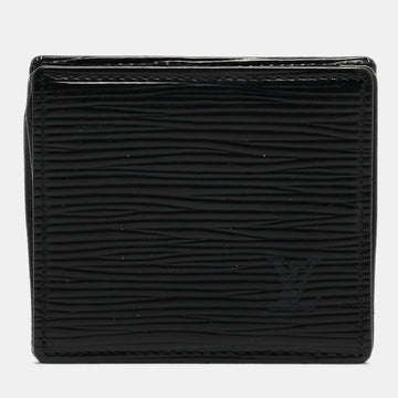 Black Epi Leather Porte-Monnaie Boite Coin Purse