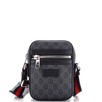 GUCCI Web Strap Front Zip Messenger Bag GG Coated Canvas Mini