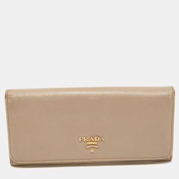 Dark Beige Saffiano Leather Flap Continental Wallet