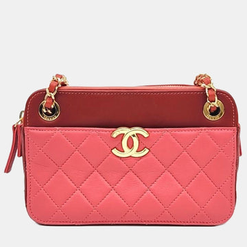 Red Leather Casual Trip Camera Bag