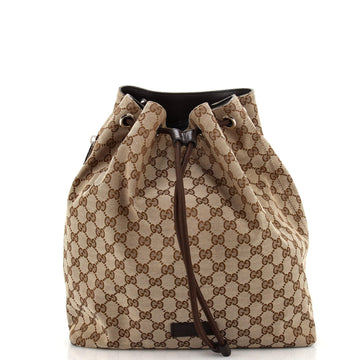 GUCCI Drawstring Backpack GG Canvas Medium