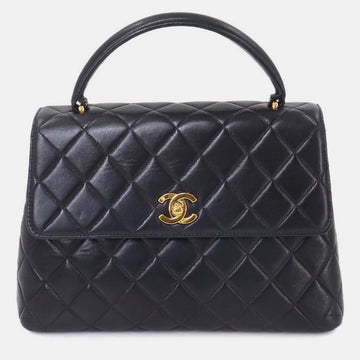 Navy Leather Matelasse Handbag