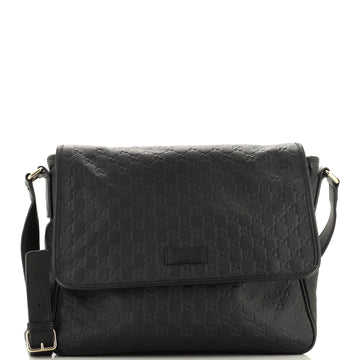 GUCCI Flap Messenger Bag Guccissima Leather Large