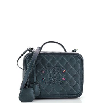 CHANEL Filigree Vanity Case Quilted Iridescent Caviar Medium
