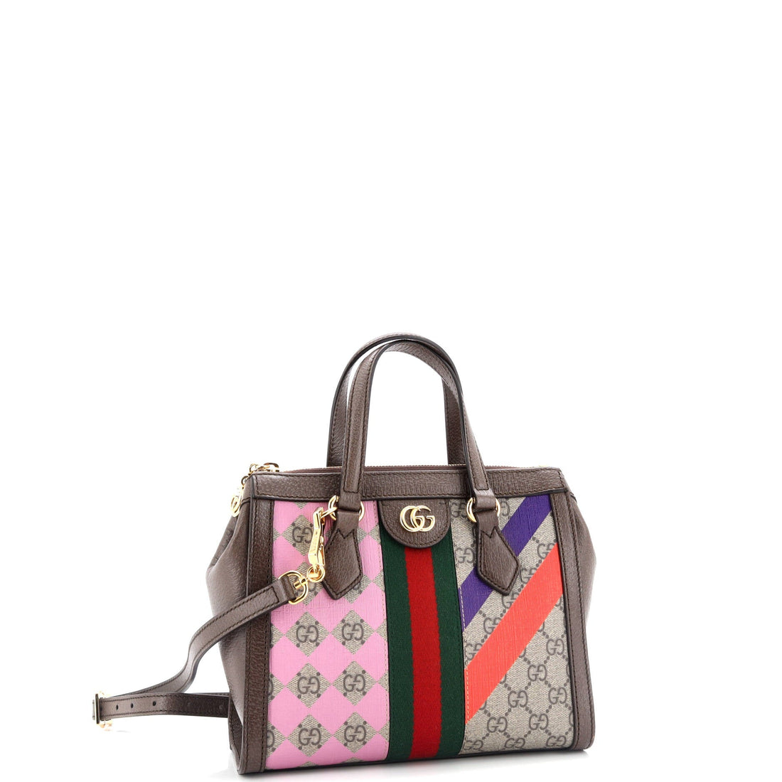 Ophidia Top Handle Tote Geometric VS Coated Canvas Small