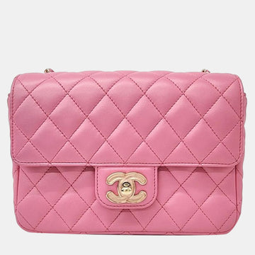 Pearl Pink Leather Mini Classic Flap Bag
