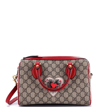 Convertible Boston Bag Embroidered VS Coated Canvas Small