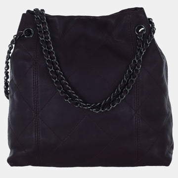 Purple Surpique Lambskin Leather Shoulder Bag