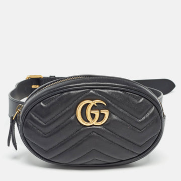 Black Matelass&eacute; Leather Mini GG Marmont Belt Bag