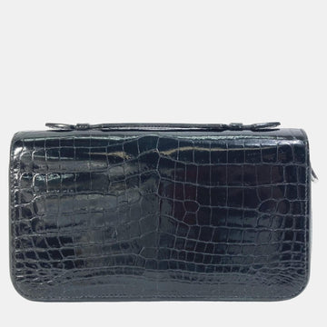 Black Exotic Leather Zippy Wallet