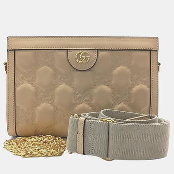 Beige Leather Small Shoulder Bag